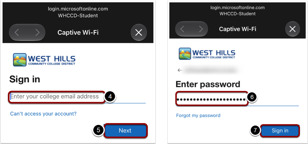Screenshots of steps 4-7